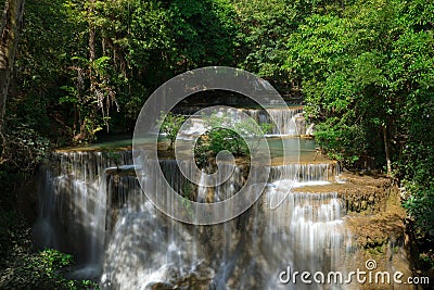 Huay Maekamin Waterfall Tier 4 Chatkaew in Kanchanaburi Stock Photo