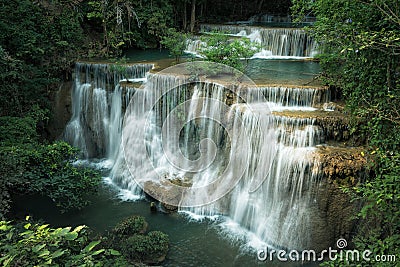 Huay Maekamin Waterfall Tier 4 Chatkaew in Kanchanaburi Stock Photo