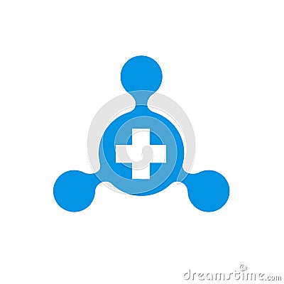 Hub Network Combined With Positive Symbol Vector Illustration