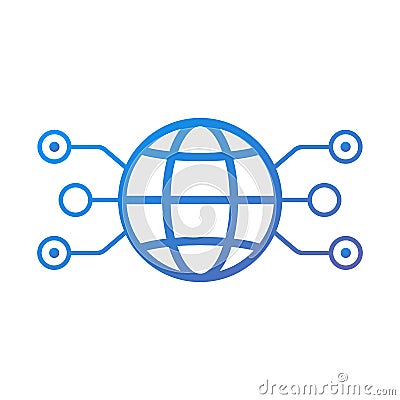 Hub network connection isolated minimal blue flat line icon Vector Illustration