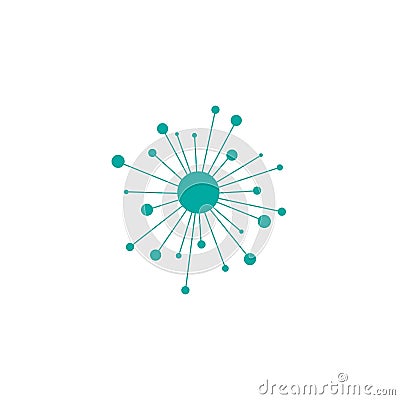 Hub network connection line icon isolated on white. Tech or technology logo. Server or central database button. Vector Illustration