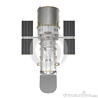 Hubble Space Telescope Isolated On White Backgrouns. 3D Illustration, top view Stock Photo