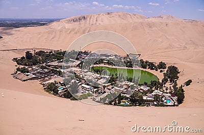 Hucachina oasis and sand dunes, Peru Stock Photo