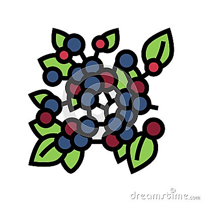 huckleberry plant branch color icon vector illustration Vector Illustration