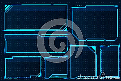 HUD box. Abstract game screen elements, futuristic technology interface frame, sci-fi military device concept. Vector Vector Illustration