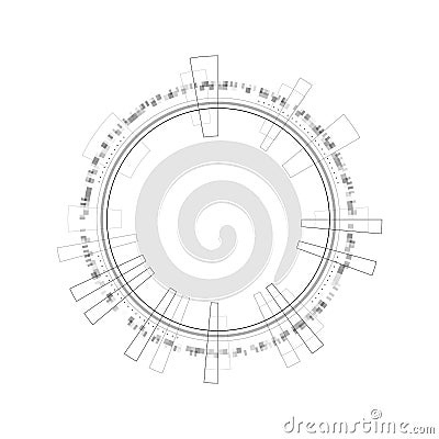 HUD circle infographic elements. Sci-fi round head-up display for futuristic user interface HUD. Tech and science theme Cartoon Illustration