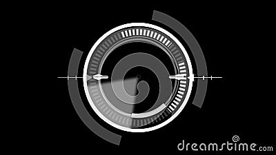 HUD Circle User interface on black background. Target searching and scanning holographic element theme. Digital UI and Sci-fi Cartoon Illustration