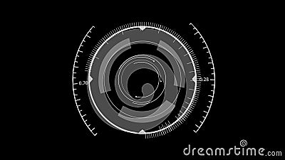 HUD Circle User interface on black background. Target searching and scanning holographic element theme. Digital UI and Sci-fi Cartoon Illustration