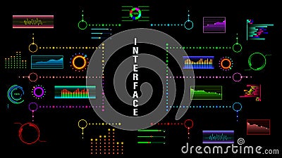 HUD, colorful virtual infographic screen isolated on background Vector Illustration