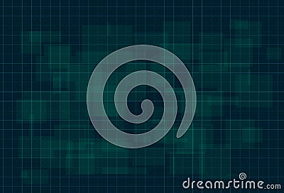 HUD dark green background with thin grid and dots. Design for science theme, artifical intelligence, neural network and Vector Illustration