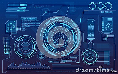 Hud dashboard. Futuristic user interface with digital infographics and data charts vector concept Vector Illustration