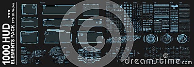 HUD Elements Pack. Big set vector elements for creating graphic touch user interface of the game. Virtual graphic panel Vector Illustration