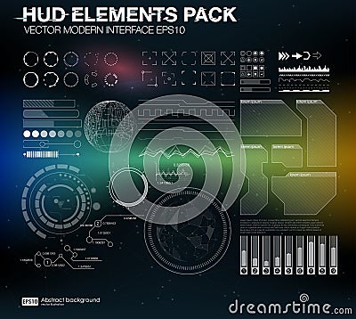 HUD elements pack. Vector modern interface. Abstract background vector illustration. Futuristic user interface Vector Illustration