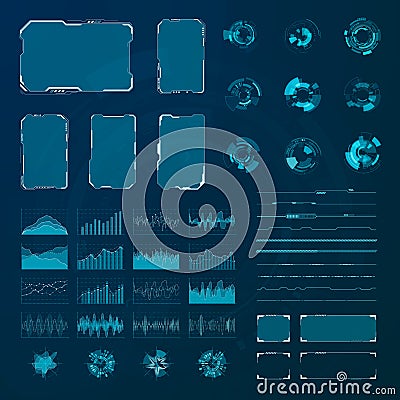 HUD elements set. Graphic abstract futuristic hud pannels. Vector Vector Illustration