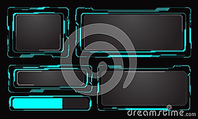 HUD frames blue user interface elements design modern technology futuristic control panel screen digital hologram window gaming Vector Illustration