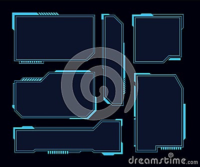 Hud frames. Futuristic modern user interface elements, hud control panel. High tech screen digital hologram window Vector Illustration