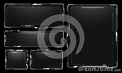 HUD frames white grey user interface elements design modern technology futuristic control panel screen digital hologram window Vector Illustration
