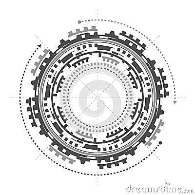 Hud Futuristic .Technologies of the future.Technical drawing.Fantastic circle .Drawing details.Vector illustration Stock Photo