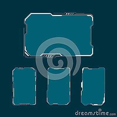 HUD futuristic user interface screen elements set. Abstract control panel layout design. Vector illustration sci fi virtual tech d Vector Illustration