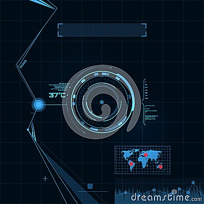 HUD and GUI set. Futuristic User Interface. Vector Illustration