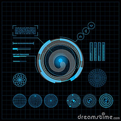 HUD and GUI set. Futuristic User Interface. Vector Illustration