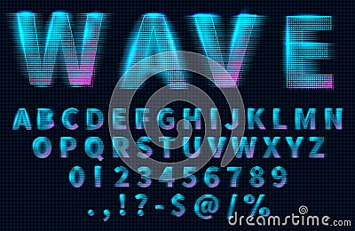 HUD hologram letters, numbers and symbols Vector Illustration