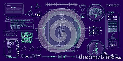 HUD interface design for decoding big data. Vector Illustration