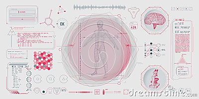 HUD interface design for decoding big data. Vector Illustration