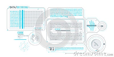 HUD interface design for decoding satellite data. Vector Illustration