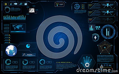 Hud interface graphic system design innovation technology working concept background Vector Illustration