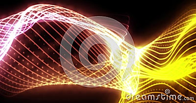 HUD lines in motion. abstract background from particles and dots. High-tech futuristic graphics. Black background. FHD Stock Photo