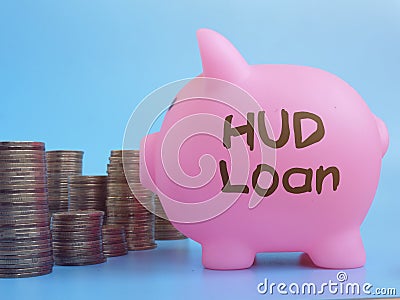 HUD Loan is shown on the conceptual business photo Stock Photo