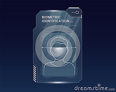 HUD person biometric scan and identification system concept. User recognition verification scanner and human identity Vector Illustration