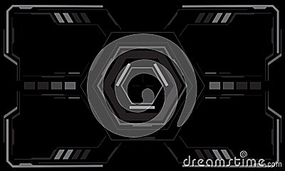 HUD sci-fi interface screen view white circular geometric design virtual futuristic technology creative display on black vector Vector Illustration
