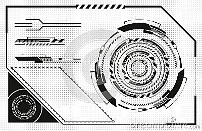 Hud technology innovation. Futuristic interface hud design, infographic elements like scanning graph, warning arrow and bar regula Stock Photo