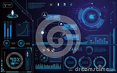 Hud technology innovation screen interface template and element design background Stock Photo