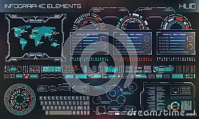 HUD UI, Futuristic User Interface HUD and Infographic Elements. Abstract Virtual Graphic Template Vector Illustration