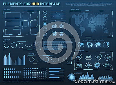 HUD user interface with vector elements. Vector Illustration