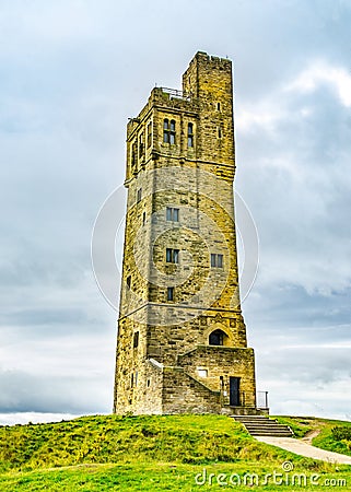 Huddersfield, West Yorkshire, England September 20 2107: Victoria Tower Castle Hill Editorial Stock Photo