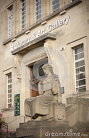 Huddersfield, West Yorkshire, UK, October 2013, a view of Huddersfield Library and Art Gallery Editorial Stock Photo