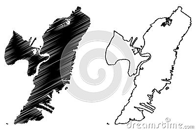 Hudson County, New Jersey U.S. county, United States of America, USA, U.S., US map vector illustration, scribble sketch Hudson Vector Illustration