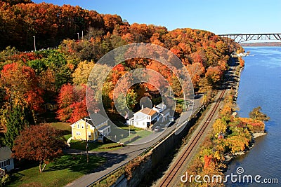 Hudson River Autumn Stock Photo