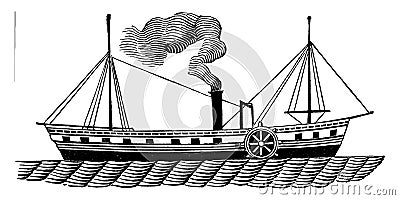 Hudson River Steamboats, vintage illustration Vector Illustration