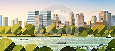 Hudson river water front Vector Illustration