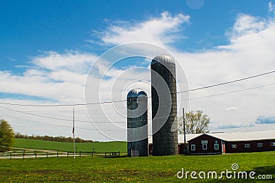 Hudson Valley Grass Fed Beef Farm Silos Stock Photo