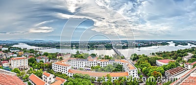 Hue city panorama sunset on a summer afternoon Stock Photo