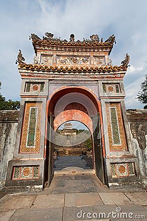 HUE, VIETNAM - MARCH 27, 2015: Structures of Hue Citadel Complex.Complex of Hue Monuments lies along the Perfume River in Hue City Stock Photo