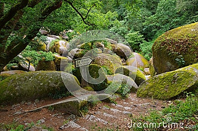 Huelgoat forest Le Menage de la Vierge in Brittany Stock Photo