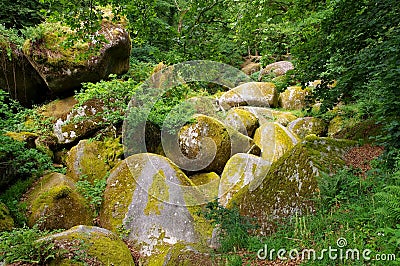 Huelgoat forest Le Menage de la Vierge in Brittany Stock Photo