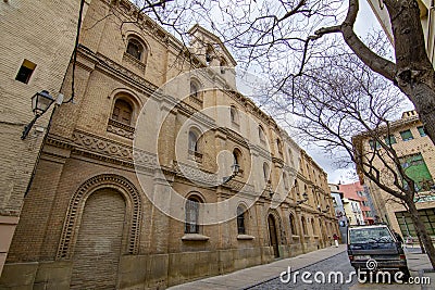 Facade of the convent of the Carmelite Mothers of the Assumption in Huesca Editorial Stock Photo